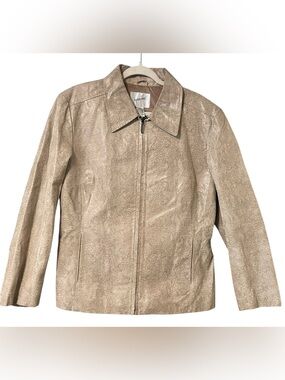 Jaqueline Ferrar Womens Genuine Leather Jacket Full Zip Sz XL